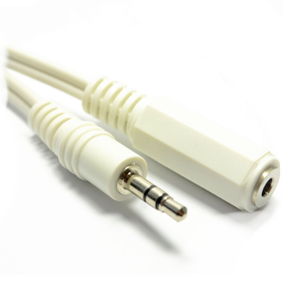 kenable WHITE 3.5mm Stereo Jack Socket to 3.5mm Plug Extension Cable GOLD 20m