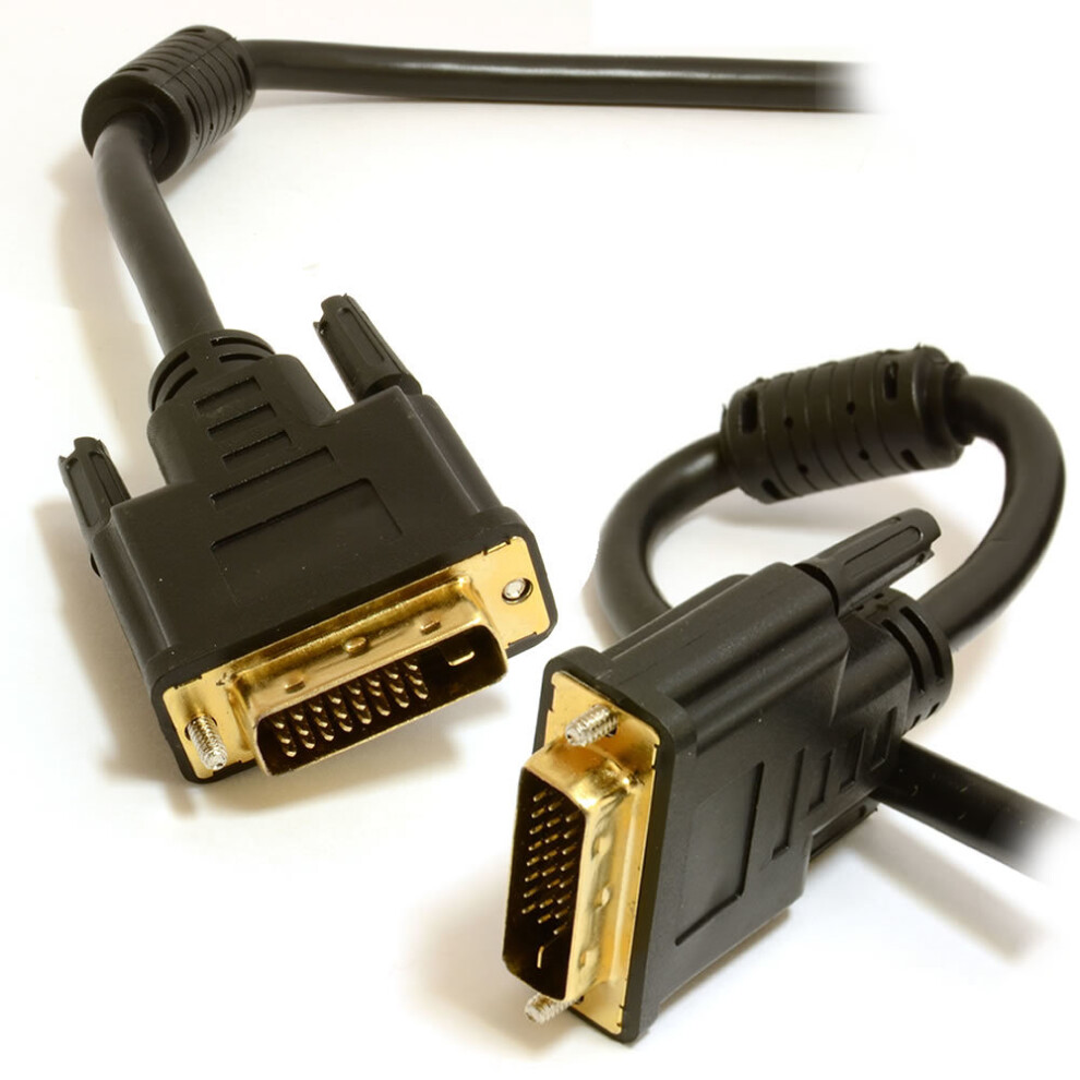 kenable DVI D Dual Link with Ferrite Cores Male to Male Cable Gold  1m