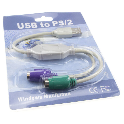kenable USB to Dual PS2 Active Adapter Keyboard & Mouse Cable Lead 1