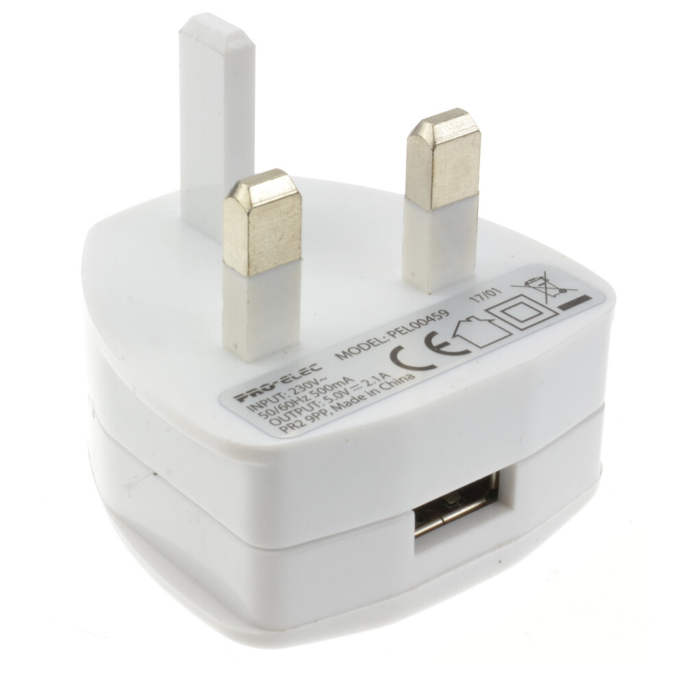 kenable USB Charger for Mobile Phone or Tablet 5V 2.1Amp UK Plug White