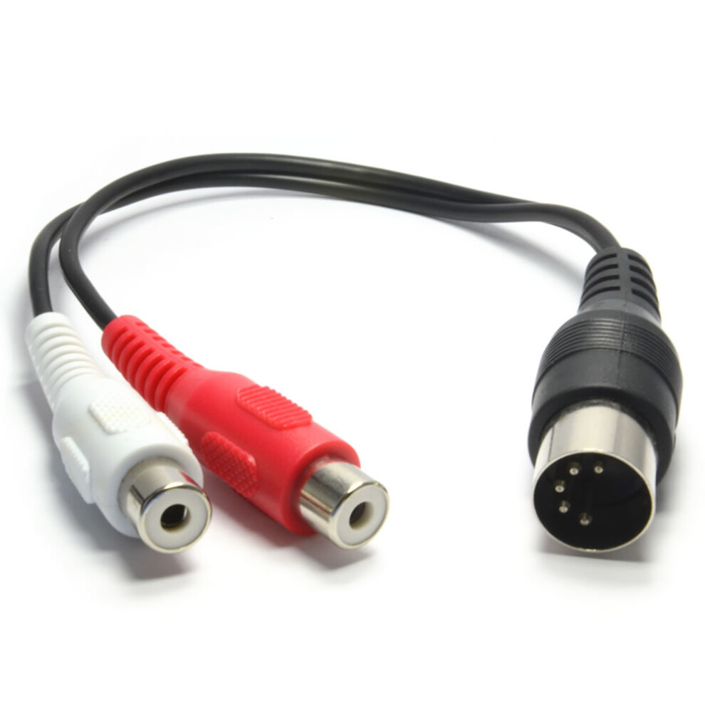 Kenable Men's 5 Pin Din Plug To Twin Rca Phono Sockets Adapter Cable 1.2M
