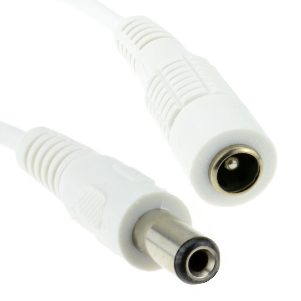 Kenable 5.5 X 2.1Mm Dc Power Plug To Socket Cctv Extension Cable 0.5M White
