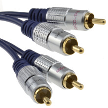 Pure OFC HQ 2 x RCA Phono Plugs to Plugs Stereo Audio Cable Gold  0.5m