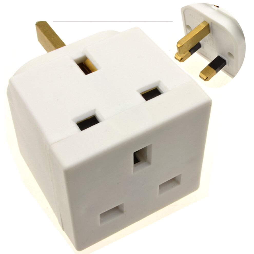 kenable 2 Way Block Socket Adapter Power Splitter for UK 13A Mains Plugs