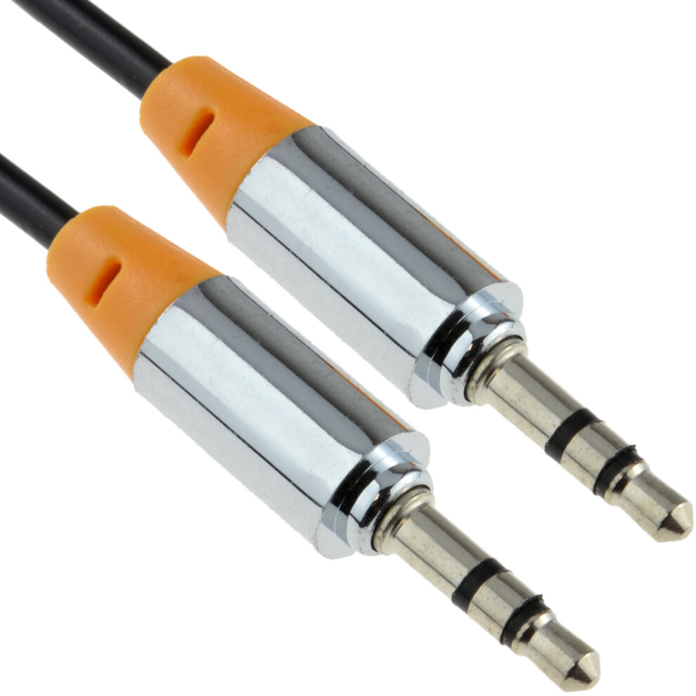 kenable PRO METAL Orange 3.5mm Jack Male to Male Stereo Audio Cable Lead 1m