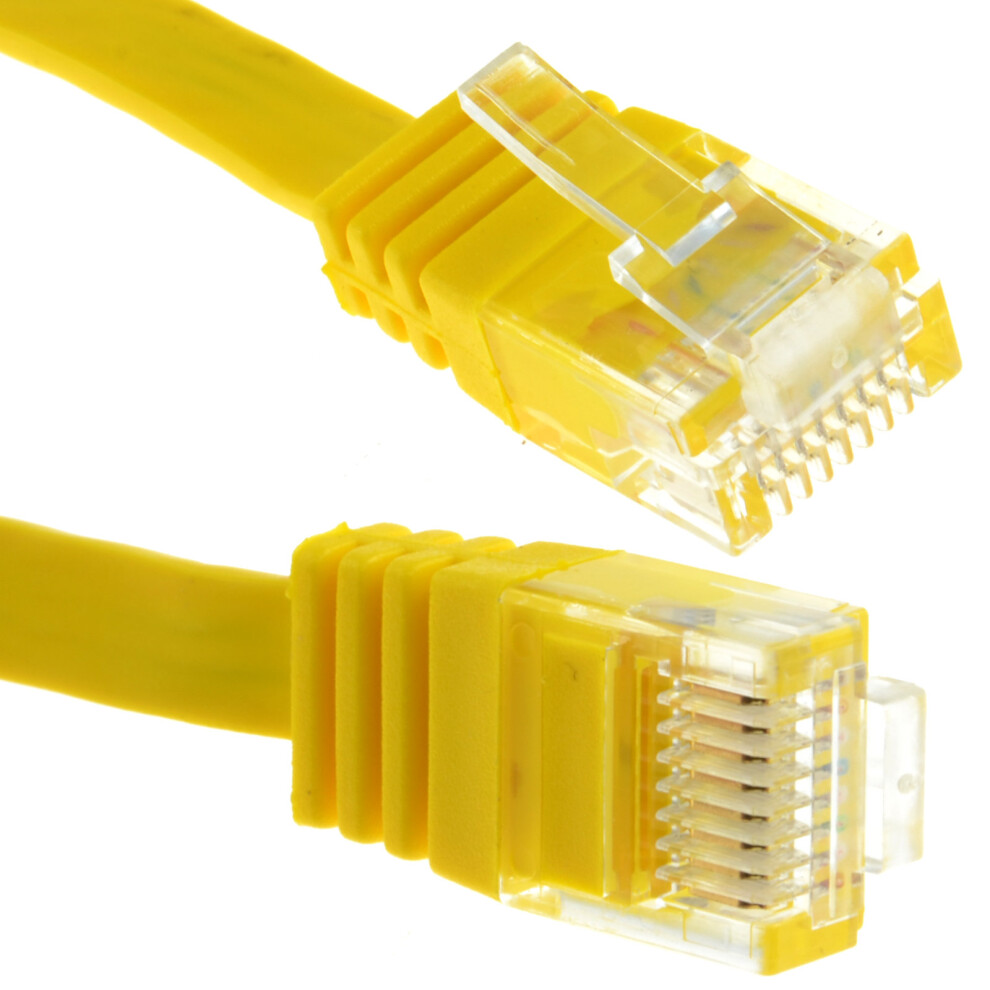 kenable FLAT CAT6 Ethernet LAN Patch Cable Low Profile GIGABIT RJ45 15m YELLOW