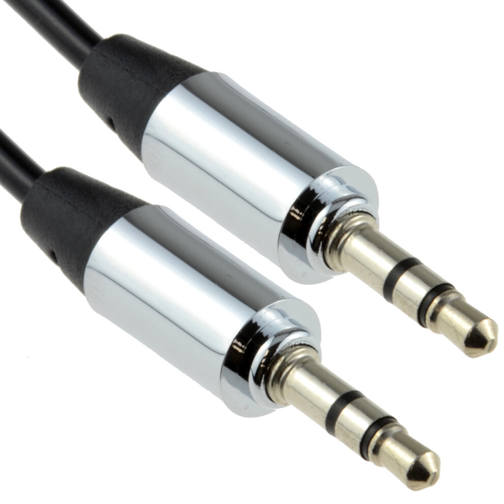 kenable PRO METAL BLACK 3.5mm Jack Male to Male Stereo Audio Cable Lead 1m