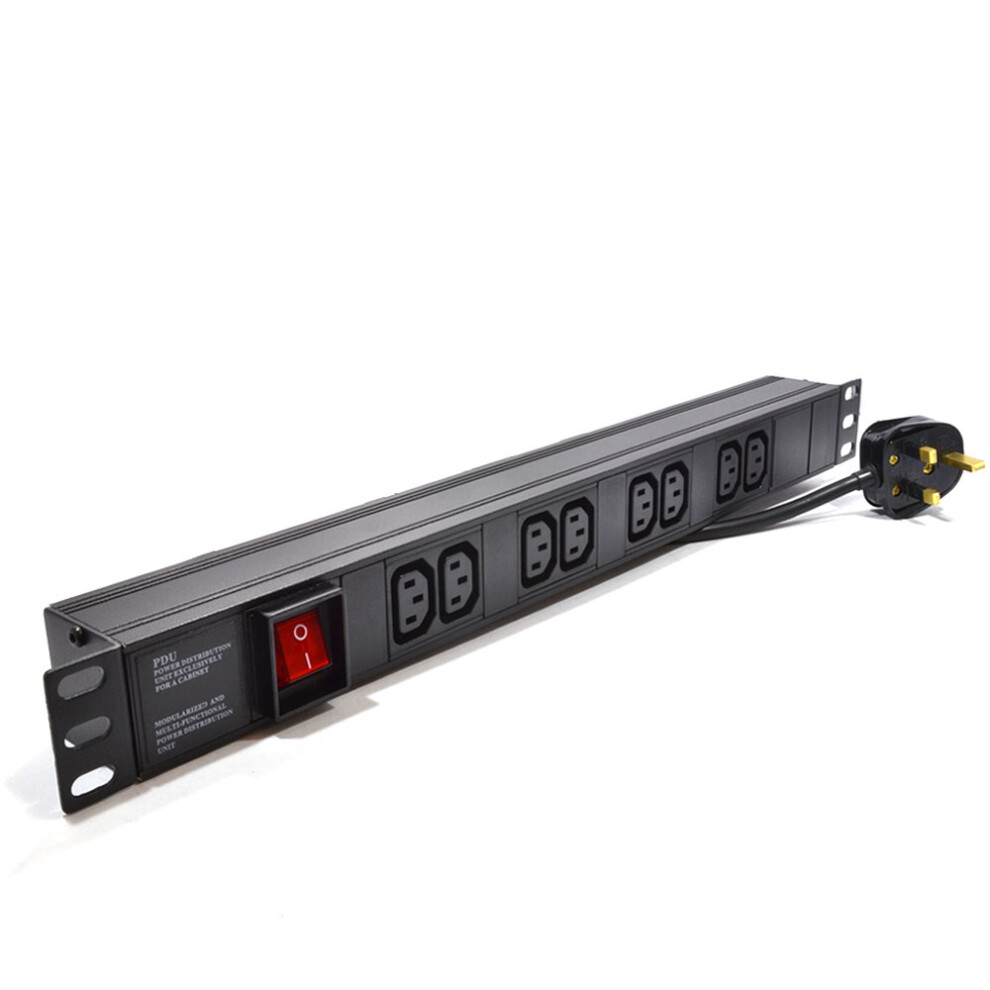 kenable Power Distribution Unit 8 Way C13 IEC 19 Horizontal PDU to UK Plug