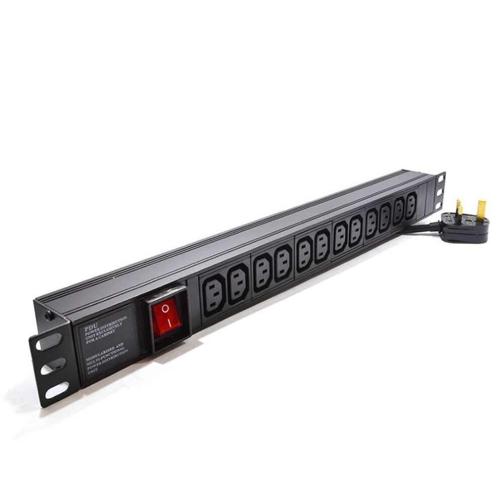 kenable Power Distribution Unit 12 Way C13 IEC 19 Horizontal PDU to UK Plug