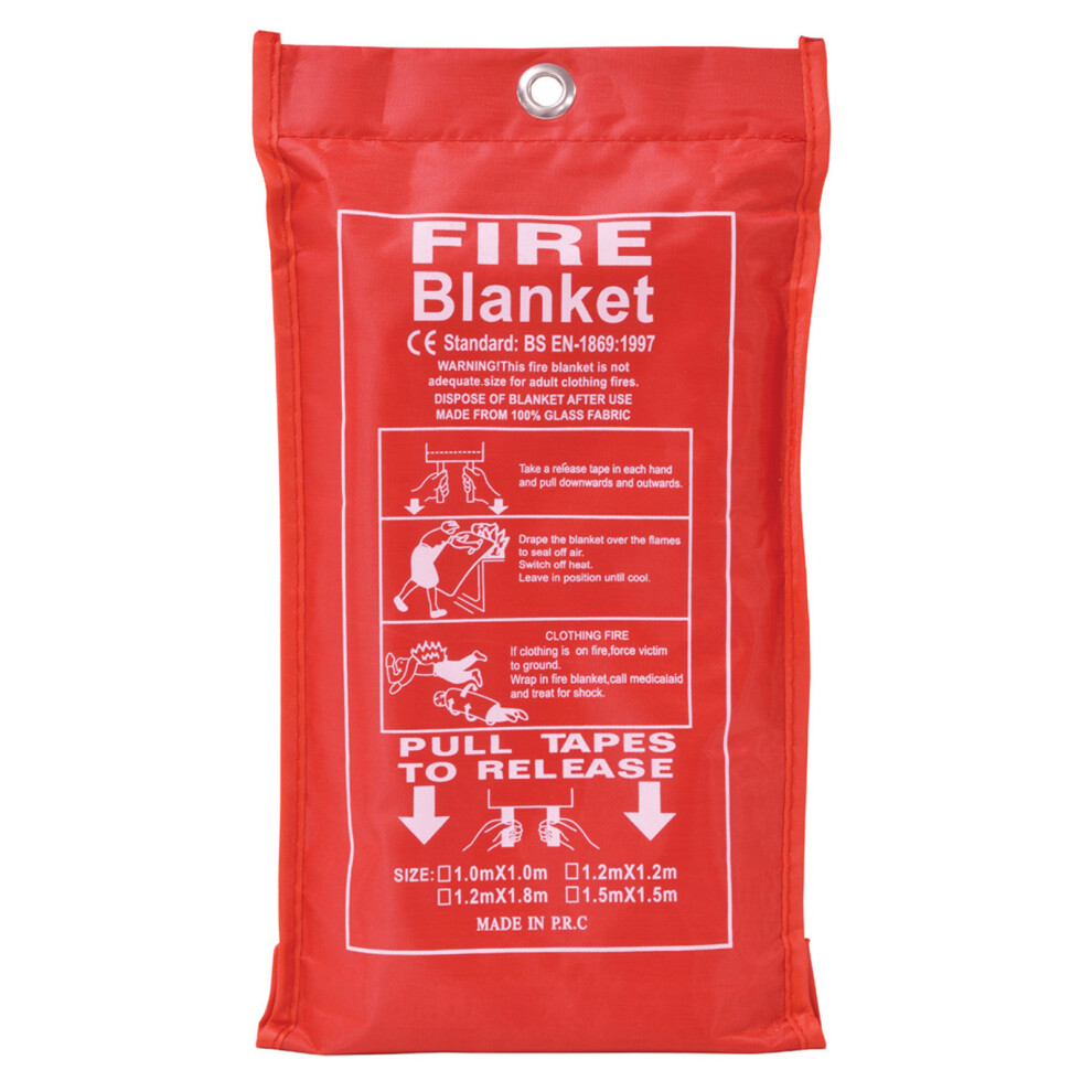 Large Fire Blanket for Workplace Home 1m Glass Fabric Quick Release