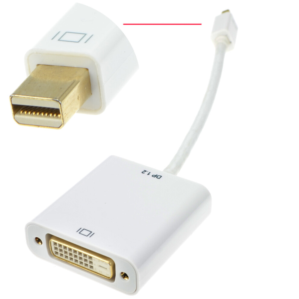 kenable Mini DisplayPort V1.2 4K Male Plug to DVI D 24+5 Socket Adapter White