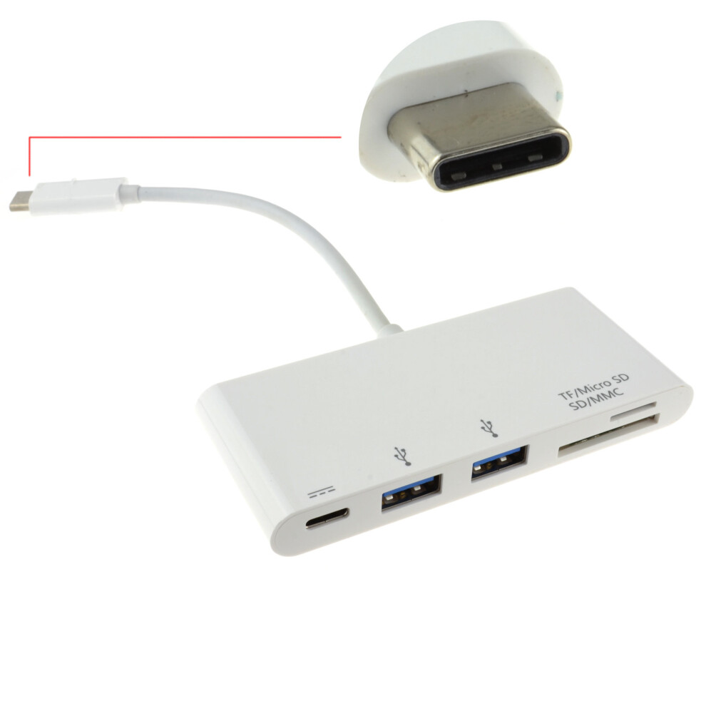 kenable USB 3.1 Type C to 2 x USB 3 Sockets & SD Micro SD Card Reader with PD