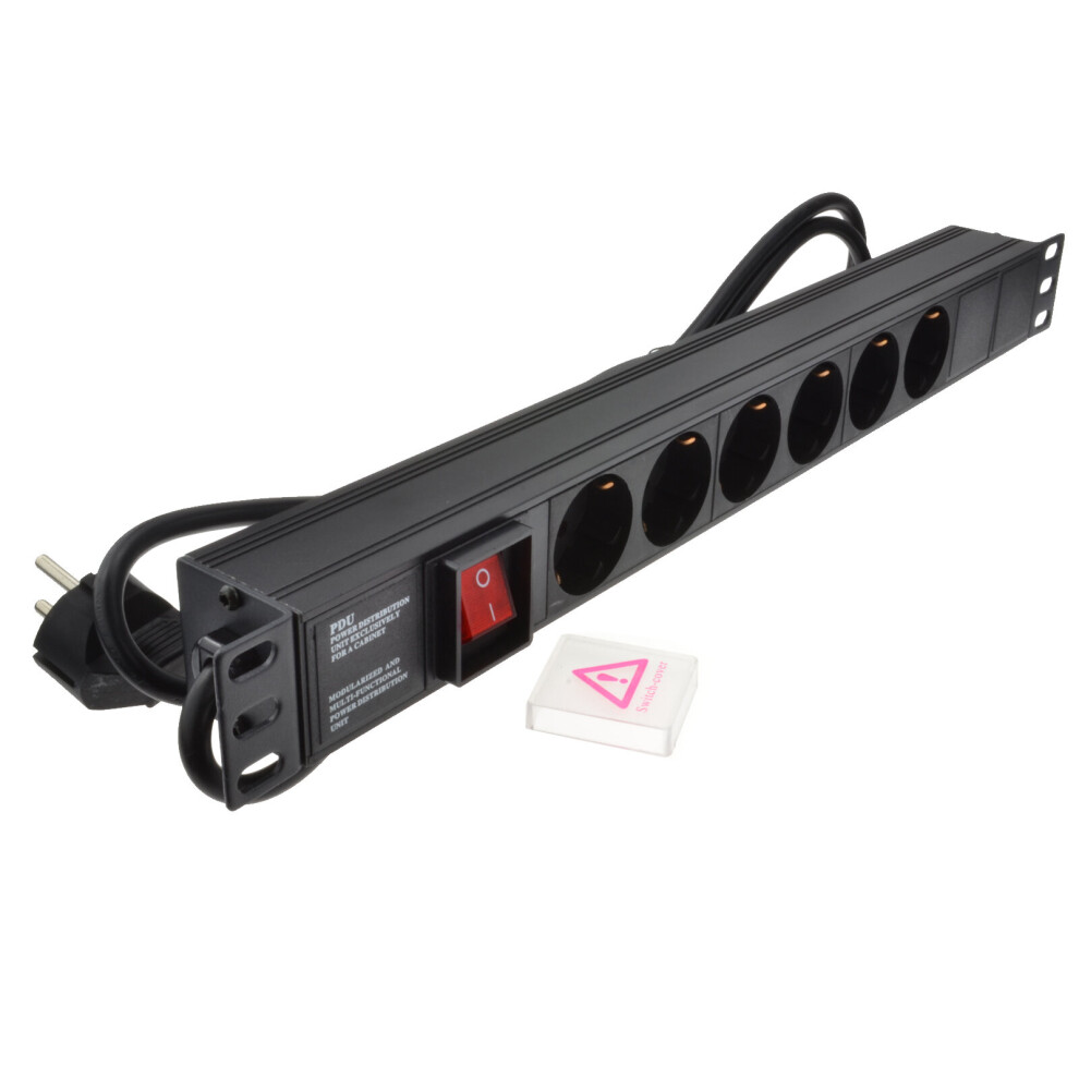 kenable Power Distribution Unit 19 Rack PDU 6 Way Euro Schuko Socket & Plug