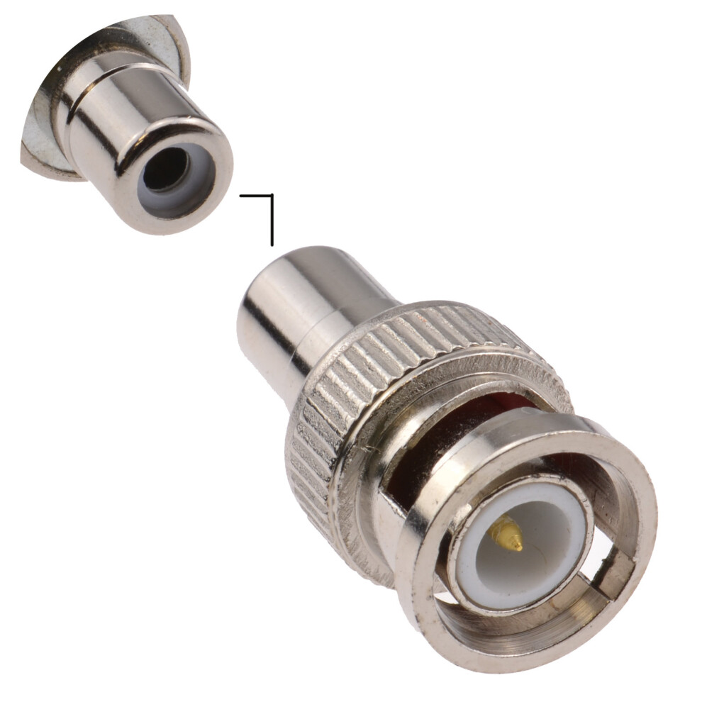 Kenable Bnc Plug To Rca Phono Socket Adapter - Cctv To Composite Yellow