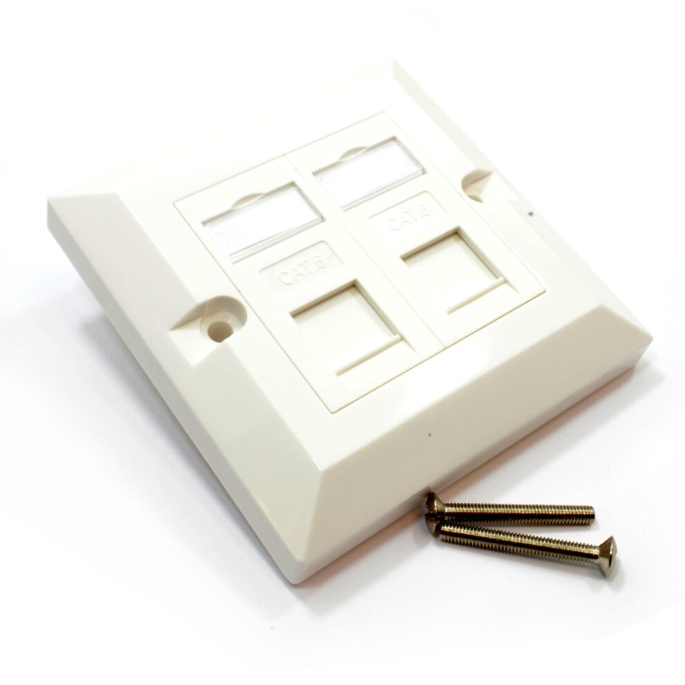 Rj45 Face Plate Wall Sockets Cat6 Double 2 Port With Euro Module Jacks 5055383413355