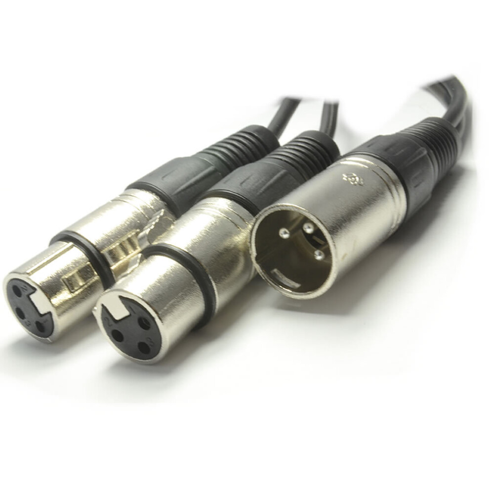 kenable XLR 3 Pin Male Plug to 2 x 3 Pin XLR Socket Splitter Cable 1.5m