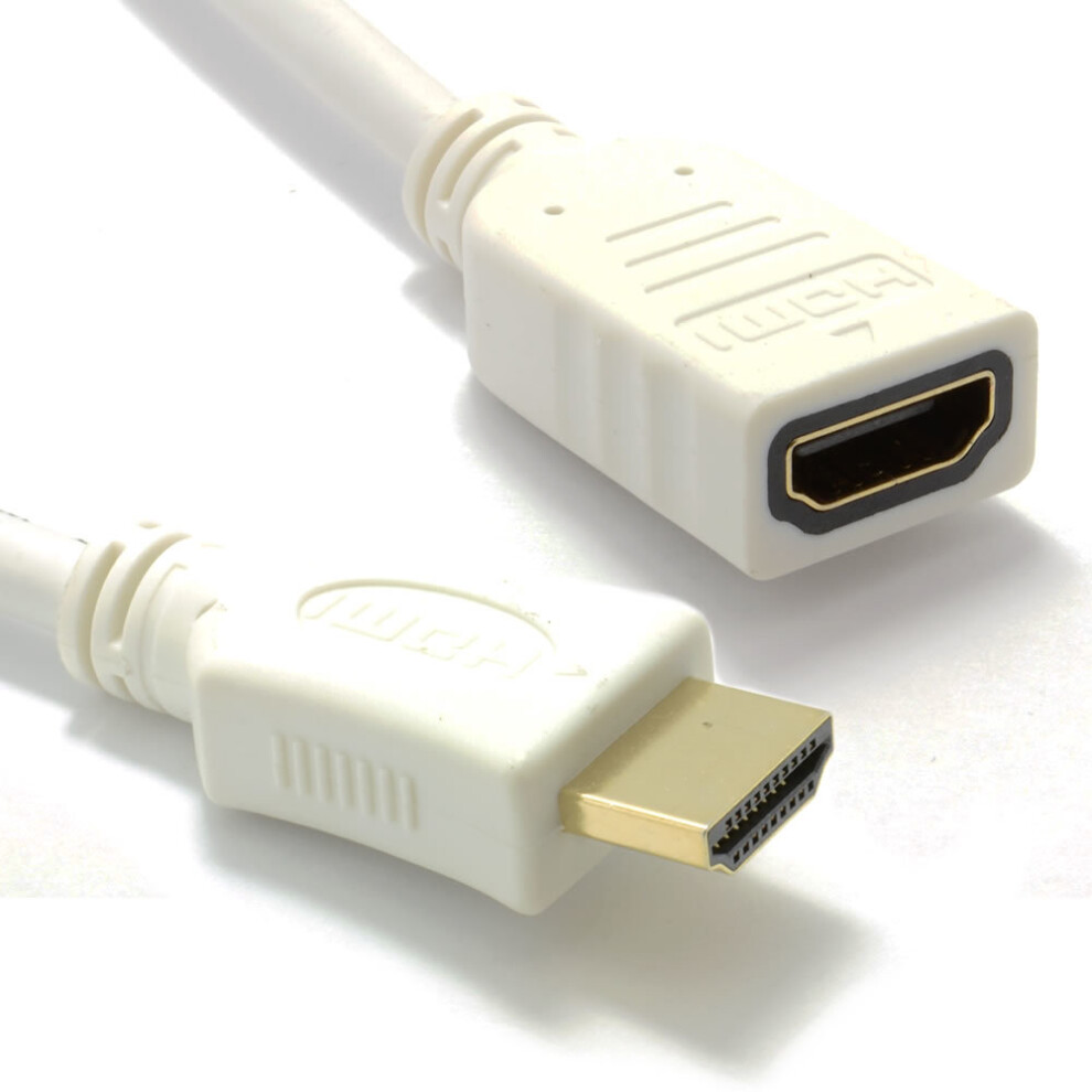 kenable White HDMI 1.4 High Speed 3D TV Extension Lead Male Female Cable 0.5m