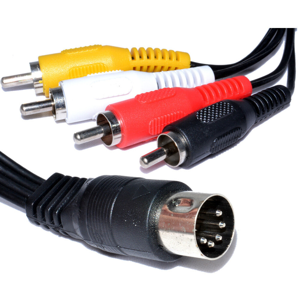 Kenable 5 Pin Male Din Plug To 4 X Rca Phono Male Plugs Audio Cable 1.2M