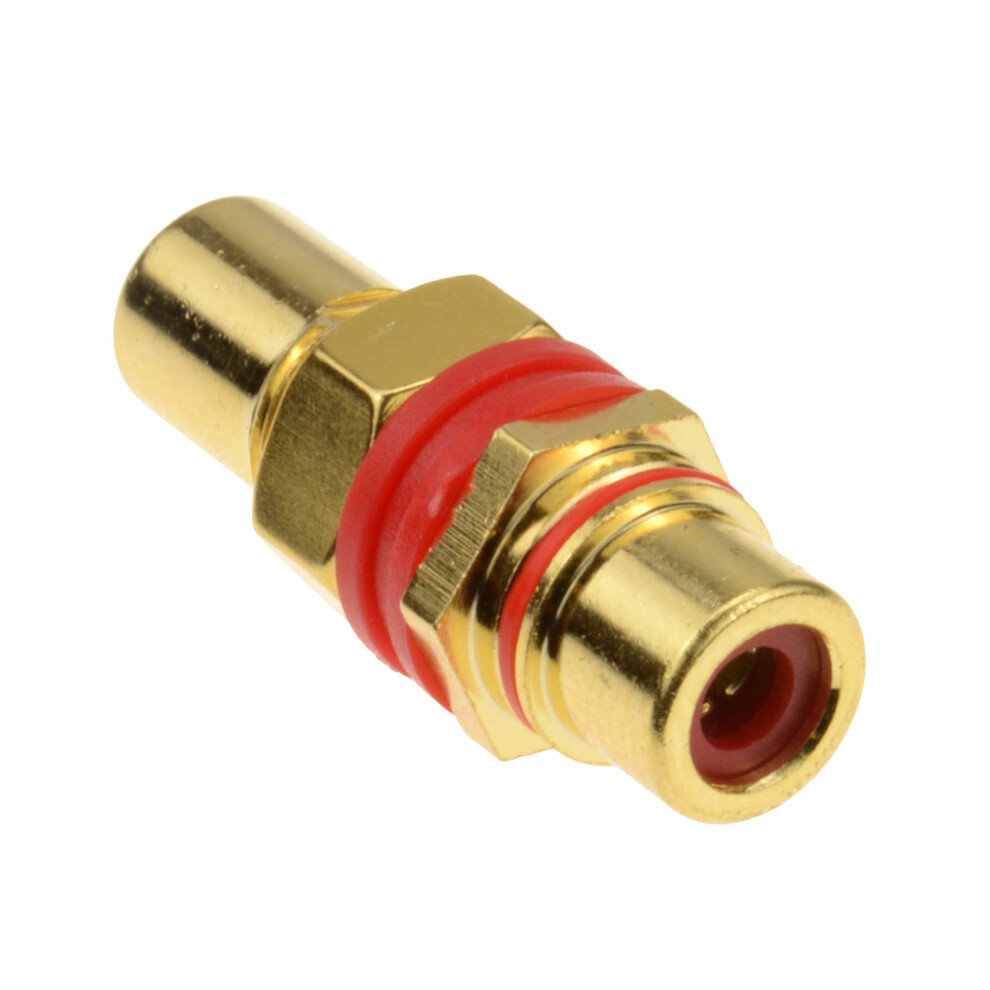 kenable Phono RCA Panel Mount Socket Through Adapter Red Audio Gold