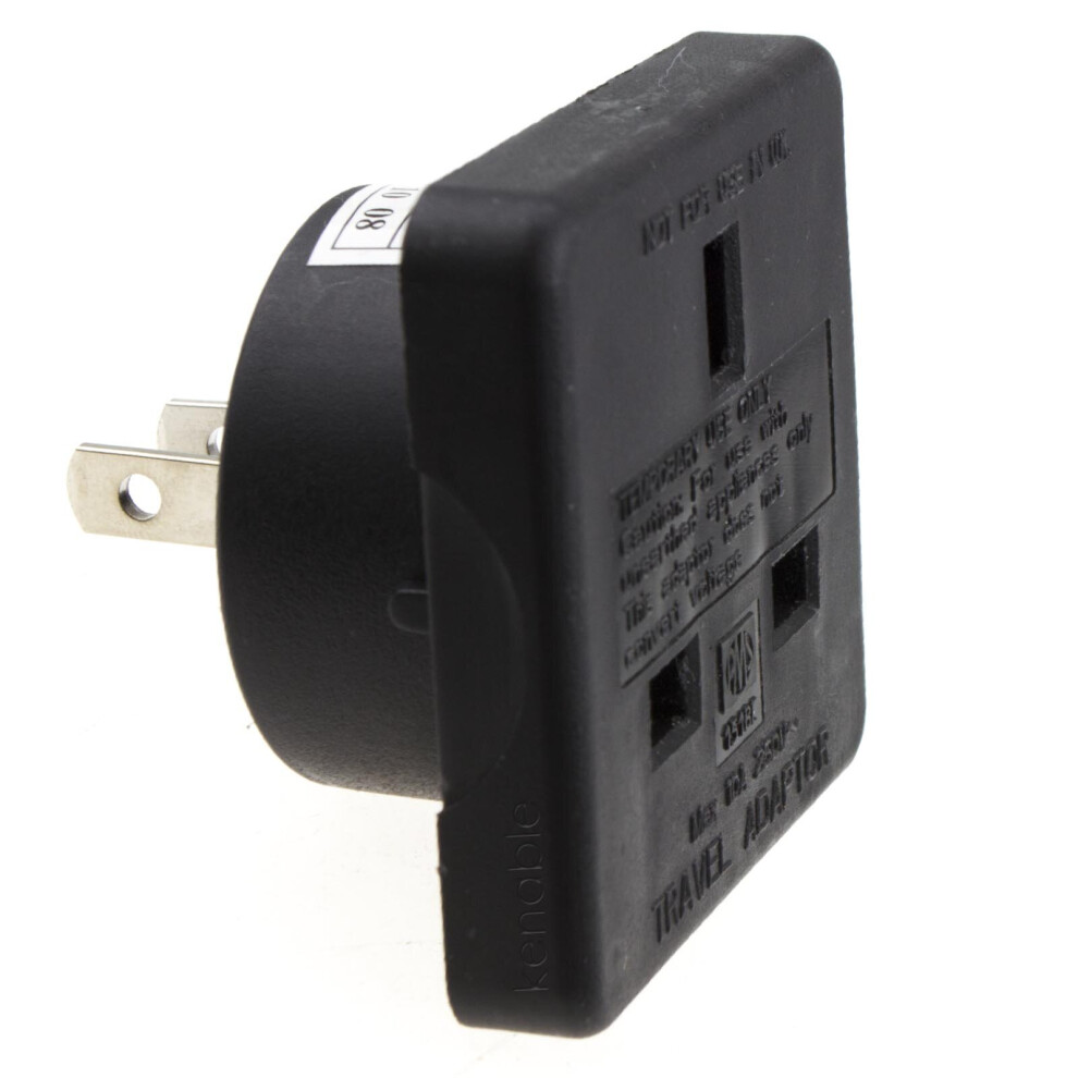 kenable USA Canada Travel Adapter Plug to UK 3 pin Socket Black