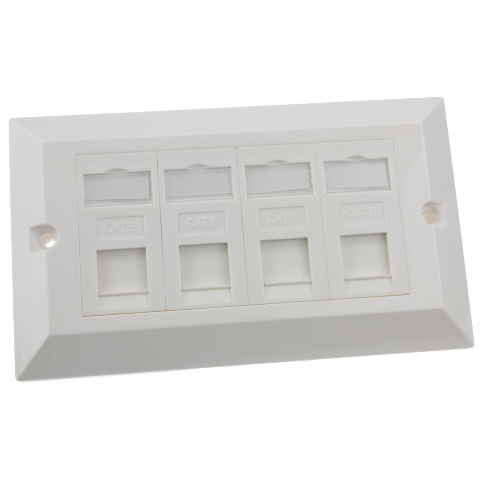 Kenable Rj45 Face Plate Wall Sockets Cat6 Quad 4 Port With Keystones Jacks