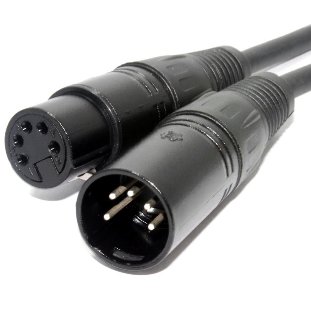 Pulse Dmx Spiral Shielded Insulated 5 Pin Male To Female Cable 1M 5055383445592
