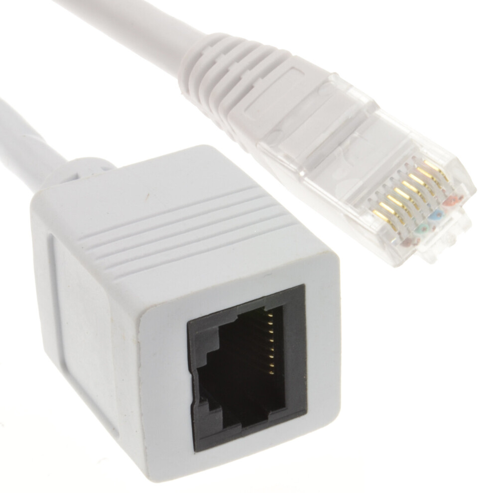 kenable Network CAT6 UTP Ethernet RJ45 Extension Male Female Cable White  1m