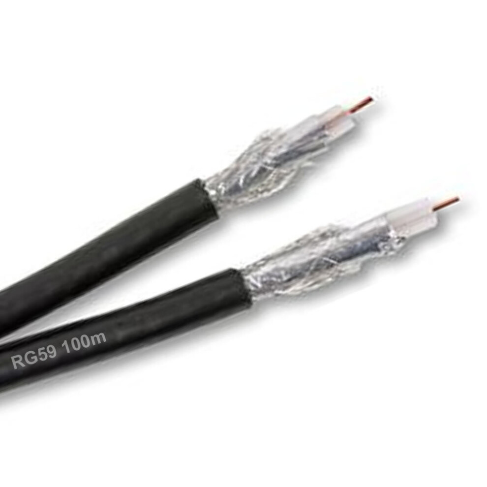 Kenable Cctv Cable Twin Coaxial Rg59 Solid Reel 100M Black