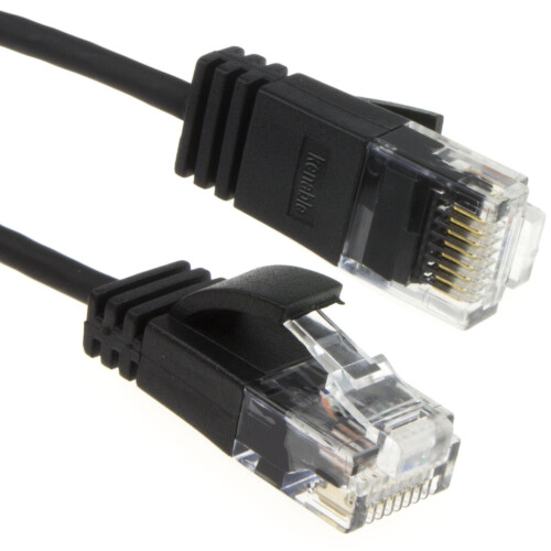 kenable kenable SLIM Cat 6 Full Copper RJ45 Ethernet Network Internet Cable  1m Black