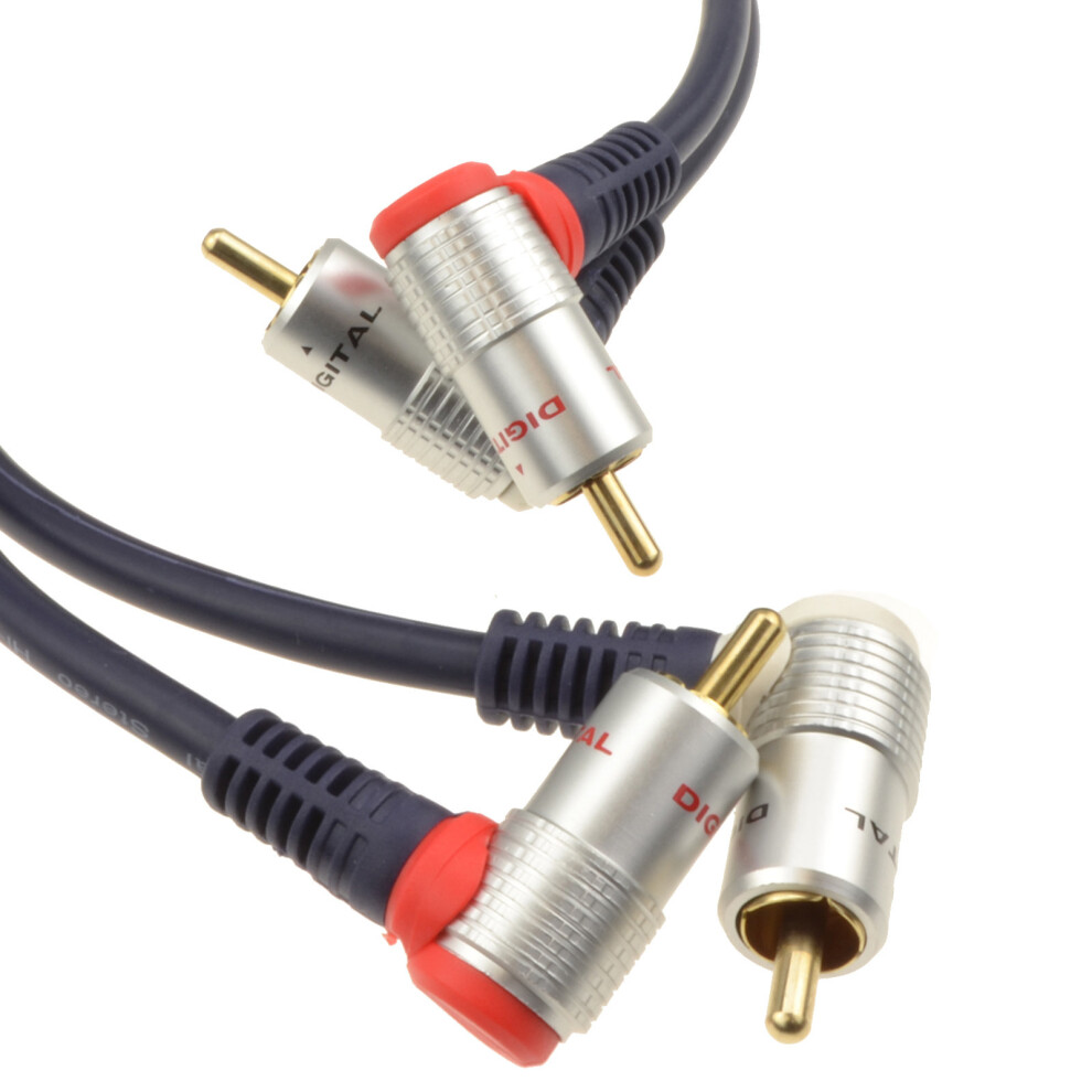 kenable Pure OFC RIGHT ANGLED 2 x RCA Phonos to Phono OFC Cable 1.5m