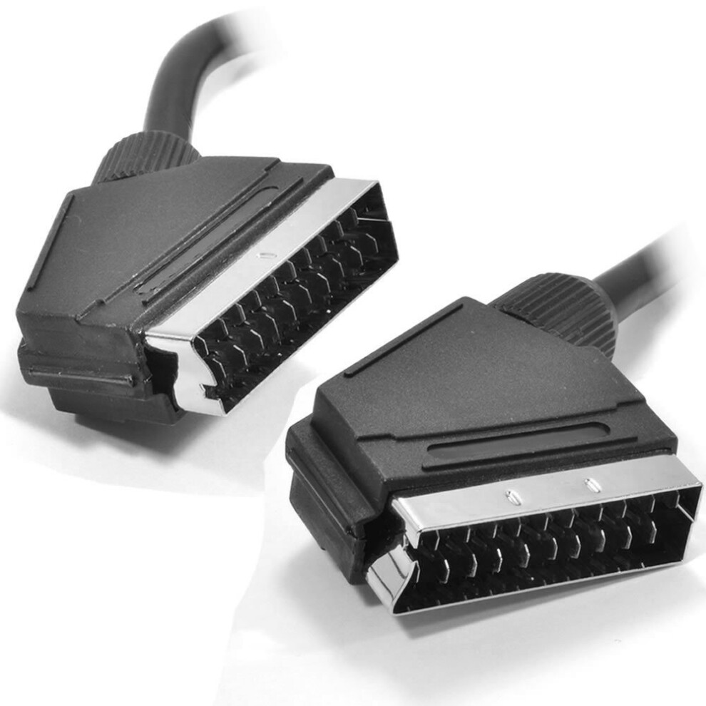 Kenable Black Round Scart Cable 21 Pins With Nickel Plated Ends 1.5M