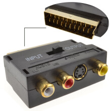 kenable SCART Adapter 3 x Phonos Audio & Composite & SVHS with In Out Switch