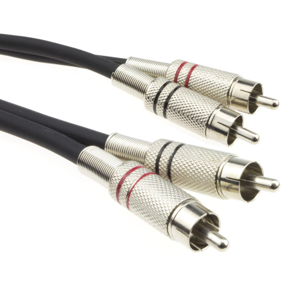 Kenable Tangle Free Shielded Rca & Twin Phono Lead Audio Cable 1.5M Red/White
