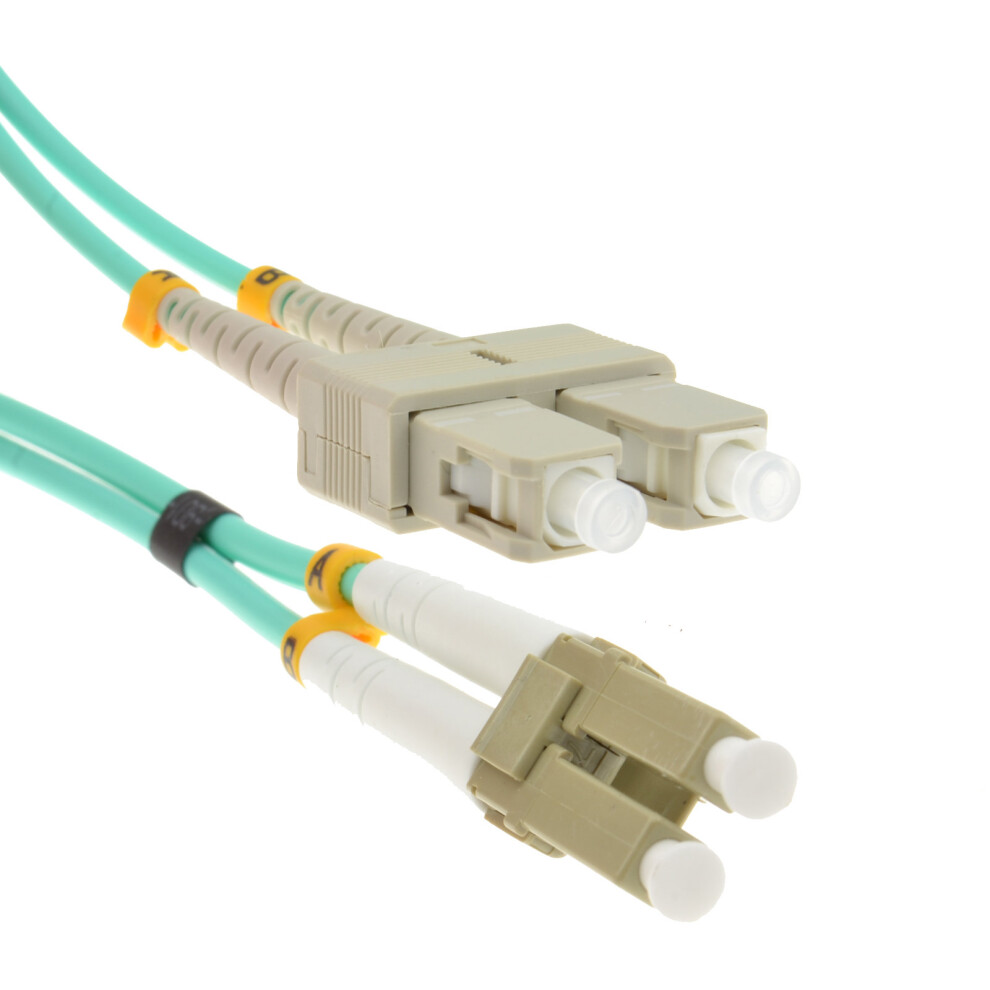 kenable OM3 Aqua Fibre Optic LC SC Duplex MM 50 125 Patch LSZH Cable 3m