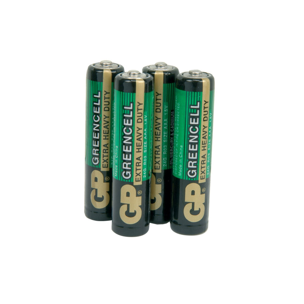 GP Greencell Heavy Duty Zinc Chloride Low Drain AAA LR03 Battery [4 Pack]