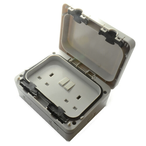 kenable External 2 Gang IP66 Outdoor Switched Socket Power Supply