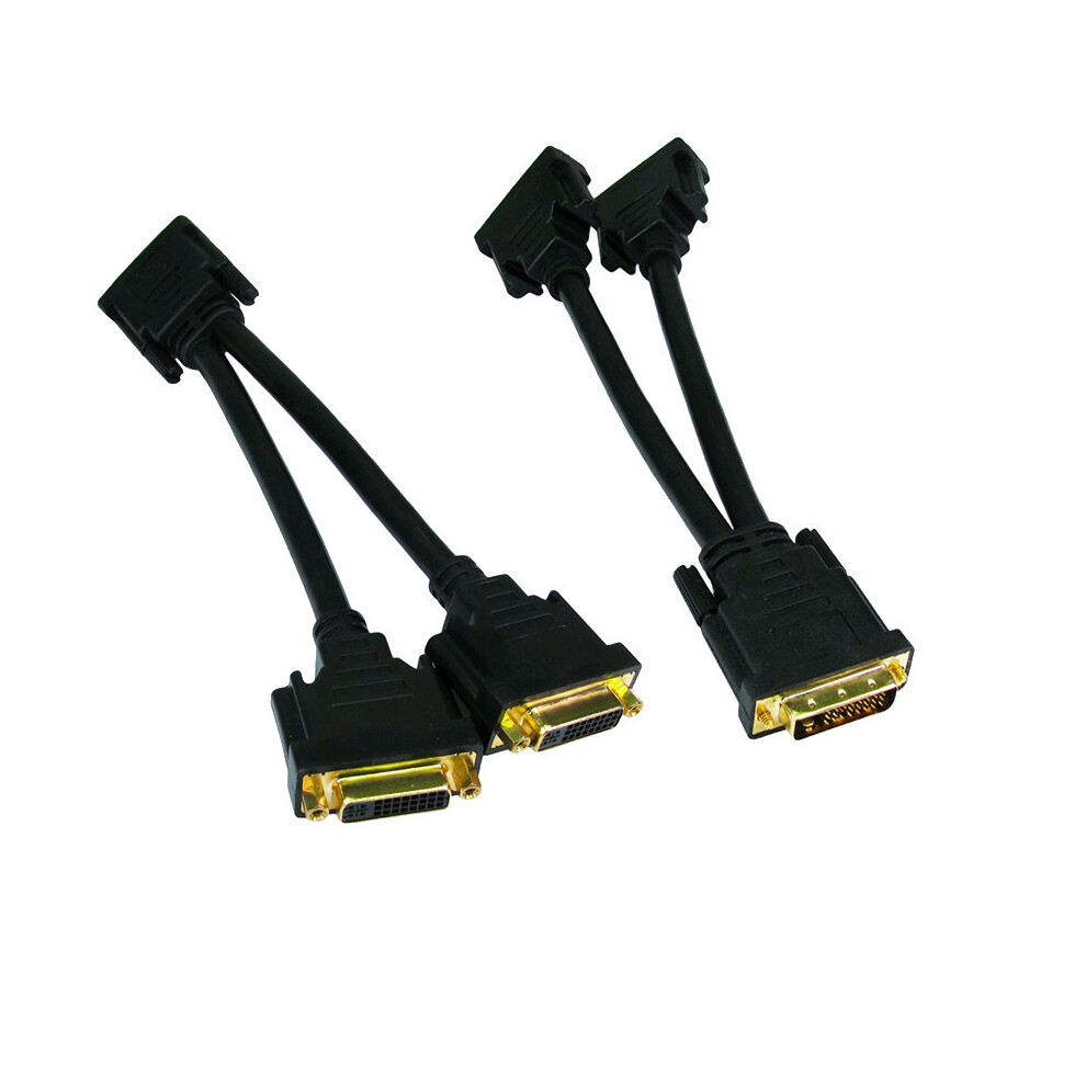 Kenable Dvi Splitter Cable: Dvi-D Dual Monitor Splitter, 24+1 Male To 24+5 Female, Gold, 23Cm, Product Code 4325