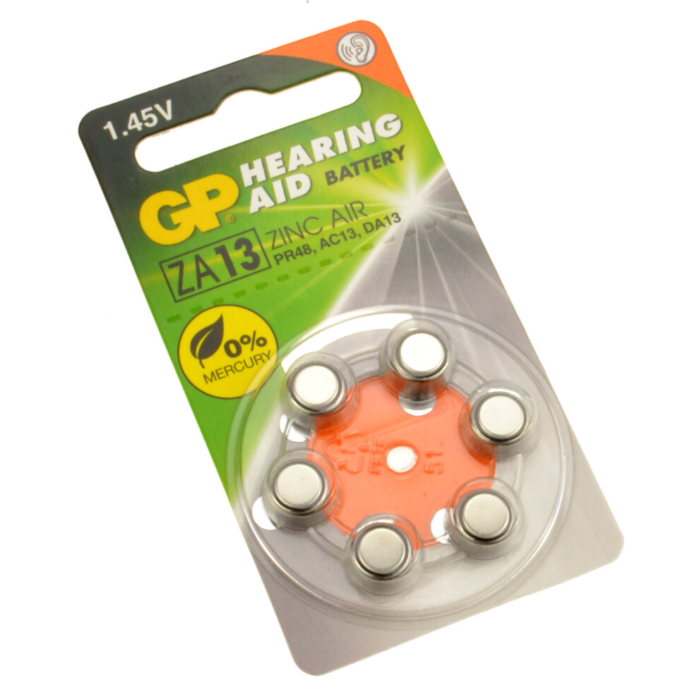 GP Hearing Aid Batteries ZA13  PR48  Orange 1.4V 230mAh 5.4x7.9mm