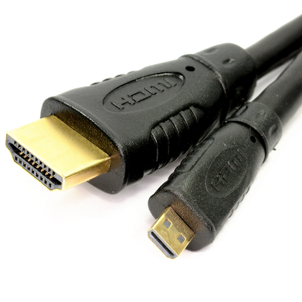 kenable Micro D HDMI v1.4 High Speed Cable to HDMI for Tablets & Cameras  1.8m