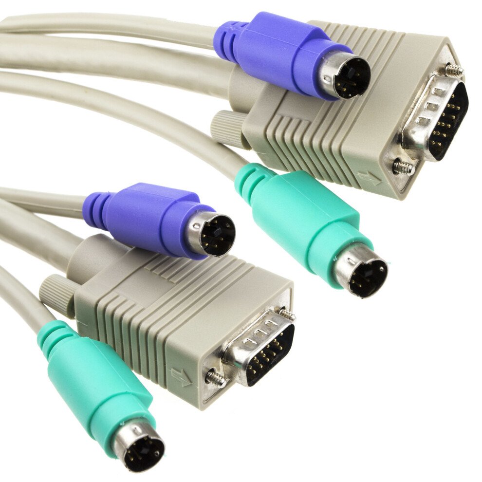 kenable KVM Switch Cable Male To Male SVGA And PS 2 Cable Lead 3m