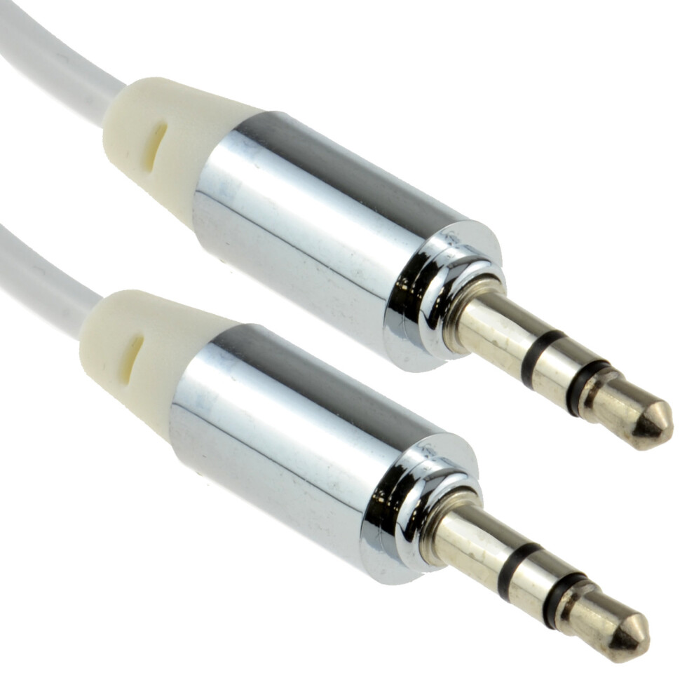 kenable PRO METAL WHITE 3.5mm Jack Male to Male Stereo Audio Cable Lead 1m