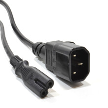 IEC C14 3 pin Male Plug to Figure 8 C7 Plug Power Adapter Cable 15cm