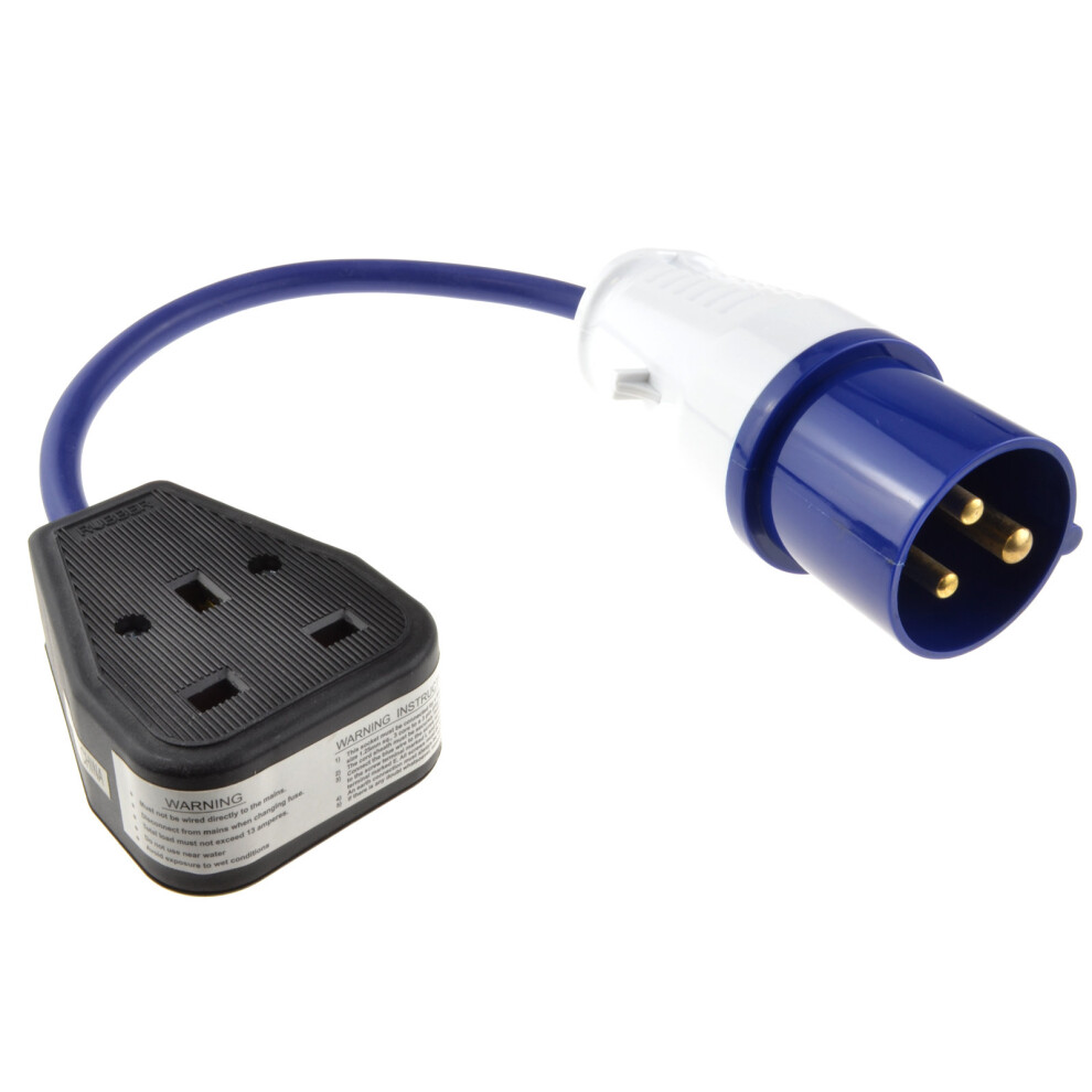 kenable Caravan Site Power Plug 240V 16A to 13A UK Socket Adapter Cable