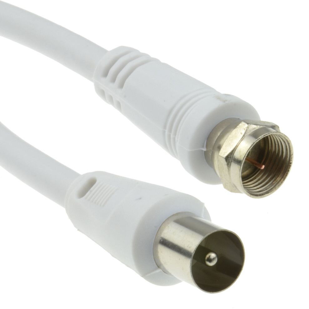 Kenable Coaxial Satellite To Tv Aerial Cable F Type Plug To Rf Fly Lead Rg59 1M White