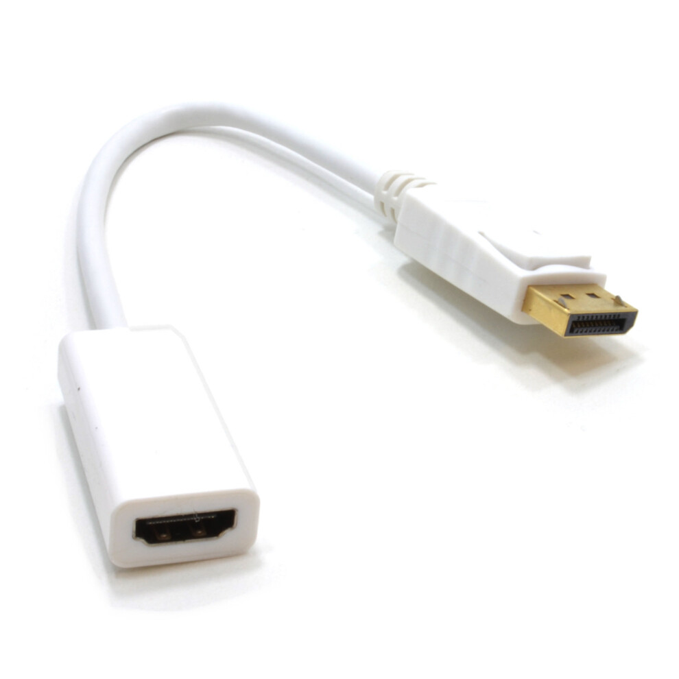 kenable DisplayPort Male Plug to HDMI Female Socket Adapter Cable White