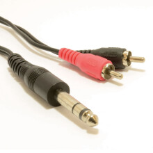 kenable 6.35mm Stereo Jack Plug to Aux RCA Phono Plugs OFC Audio Cable 0.5m