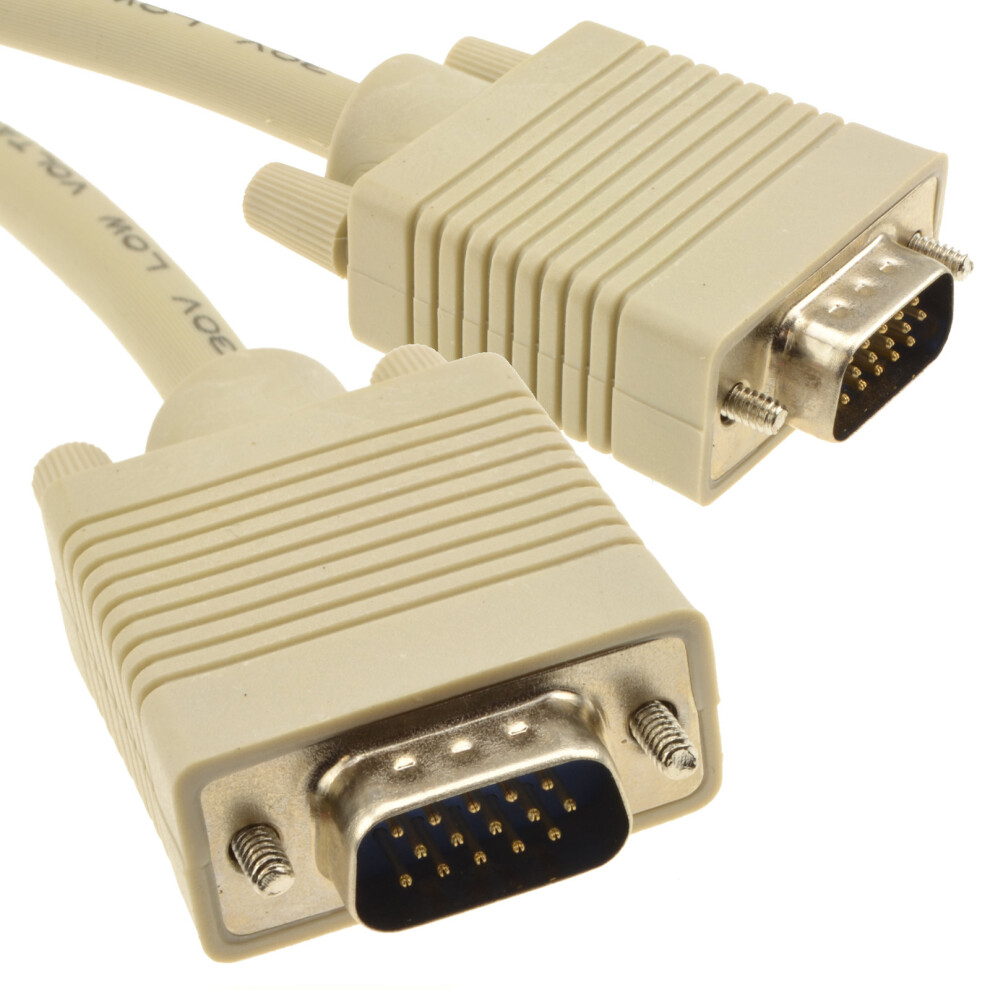 kenable SVGA Cable HD15 Male to Male PC to Monitor Lead 15m Beige