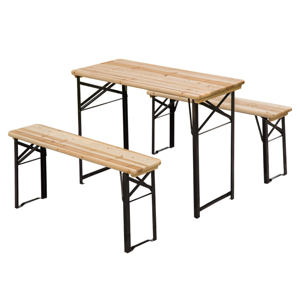 Outsunny 3pc Portable Folding Camping Picnic Trestle Beer Table