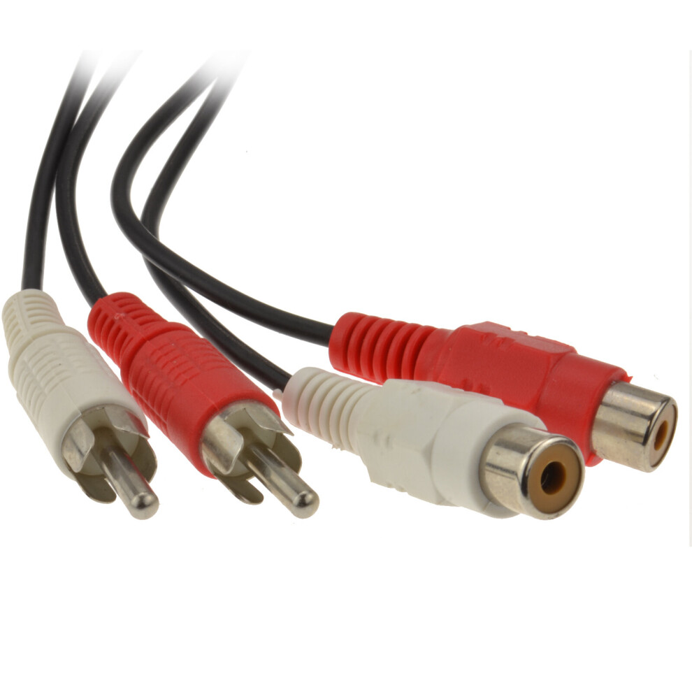 Kenable Rca Phono Twin Plugs To Sockets Extension Cable Audio Lead 1.2M Gold