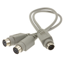 kenable PS2 Splitter 6 pin Mini Din Male Plug to 2 x Female Sockets Cable 30cm